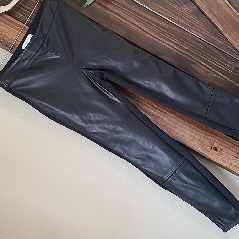 White House Black Market pants, fake leather and soft fabric on back side